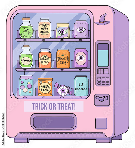 Halloween Vending Machine with Spooky Potions and Candies