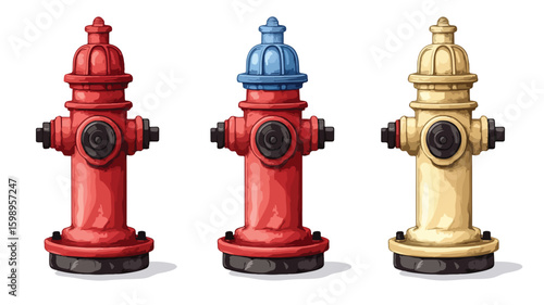 Detailed Fire Hydrant Color Engraving Raster Illustration for Professional Use