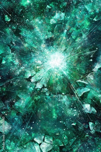 Vibrant Emerald Green Explosion In Space