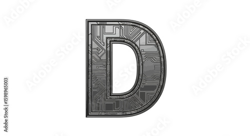 Vector download futuristic circuit board letter d vector illustration technology alphabet design resource for free