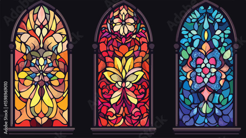 Vibrant Stained Glass Window Art Displaying Colorful Patterns
