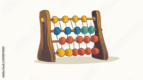 Vintage Abacus Cartoon Illustration in Retro Style