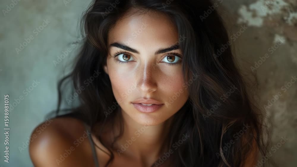 Portrait of a stunning model showcasing radiant beauty and glowing skin under natural lighting. Portrait of a stunning model showcasing radiant beauty and glowing skin under natural lighting.