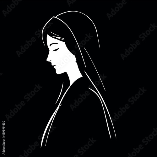 Vector illustration of the Virgin Mary. Our Lady of Guadalupe