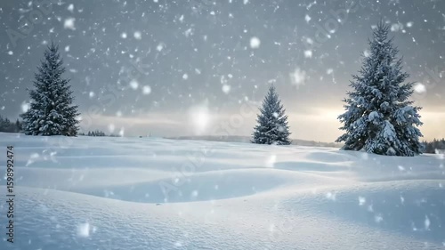 Wallpaper Mural Captivating Winter Wonderland Scene with Heavy Snowfall Covering Majestic Evergreen Trees and Vast Snowy Fields A Tranquil Cold Weather Landscape Visual Torontodigital.ca