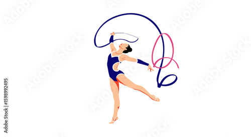 Illustration of gymnast performing ribbon routine
