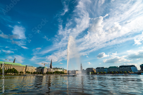 Beautiful Summer Day at Inner Alster Lake in Hamburg, Germany