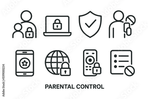Parental control icons: security features for devices and internet safety