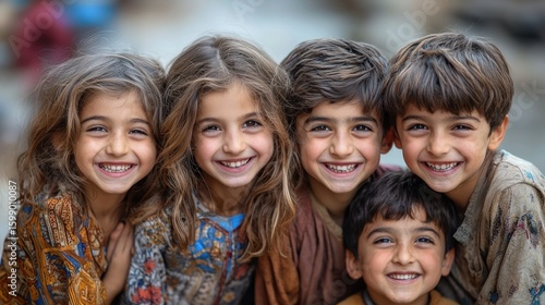 Joyful Children's Portrait: A Candid Moment of Childlike Happiness