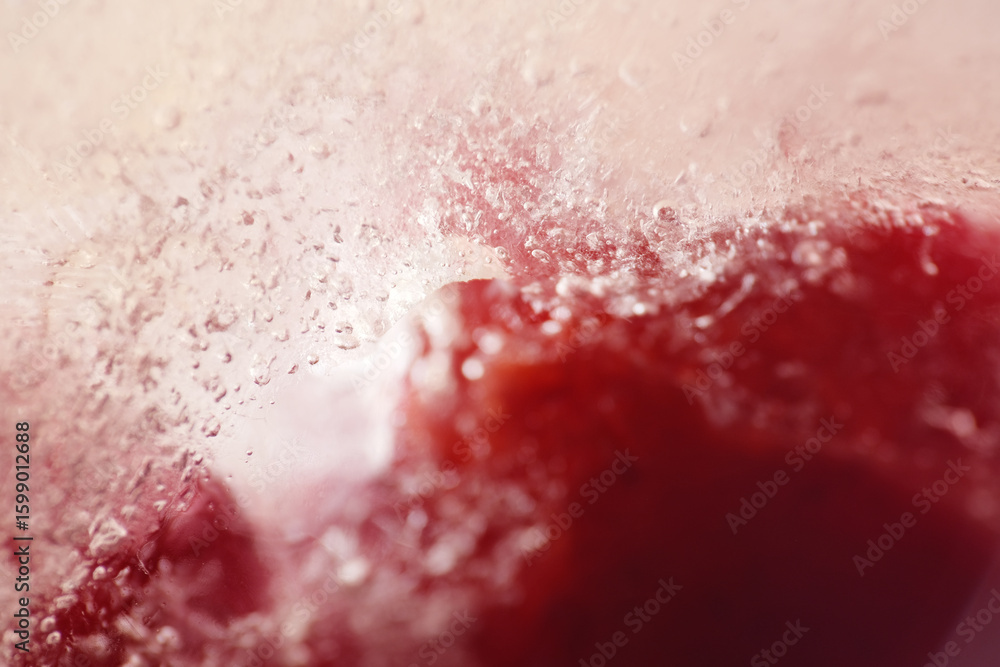 Fototapeta premium Macro texture of bubbles on ice block