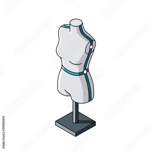 An isolated illustration of a female dress form, ready for fashion design.