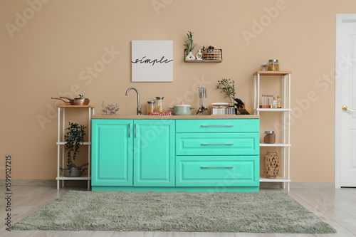 Interior of kitchen with co...