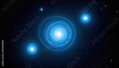 Blue Glowing Galaxy Cluster Displaying A Bright Spiral Formation In A Dark Space Background