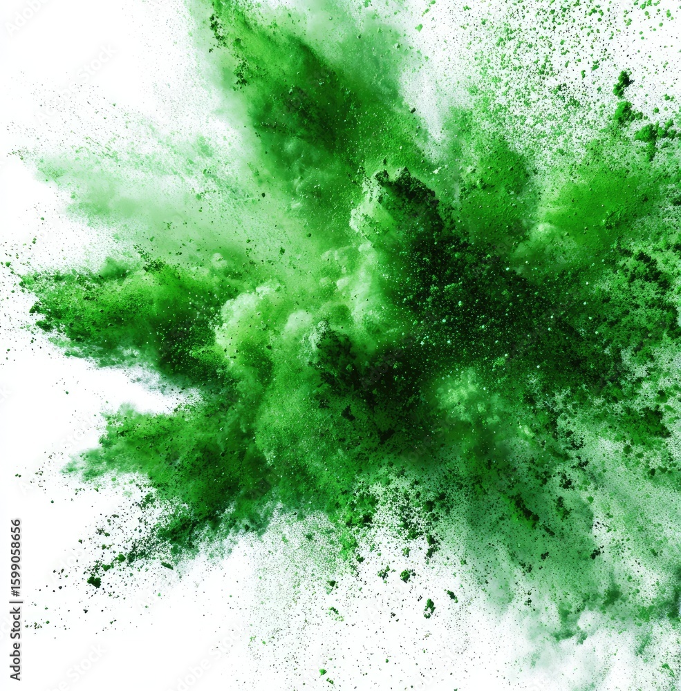 Obraz premium A vibrant green and white cloud explosion, creating a dynamic and abstract composition