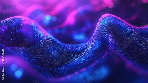 Abstract Wave Pattern with Dazzling Blue and Purple Lights Background