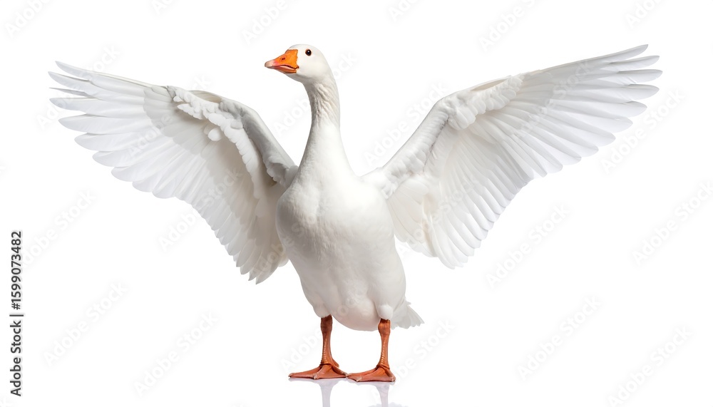 Obraz premium White goose with outstretched wings