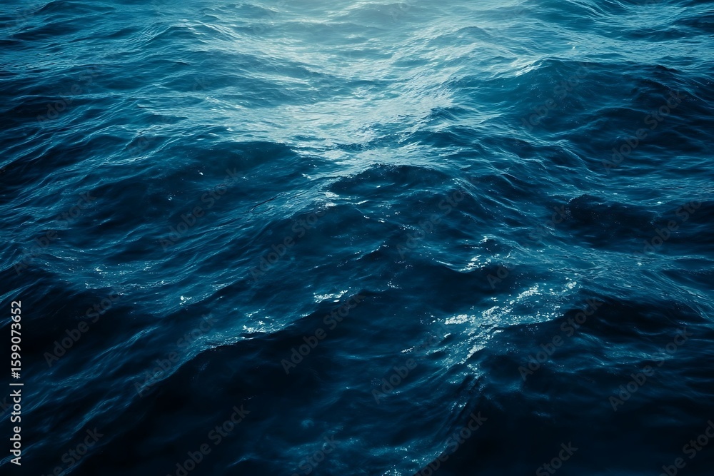 Fototapeta premium Ocean Water Surface with Waves and Sun Reflection for Marine Concepts