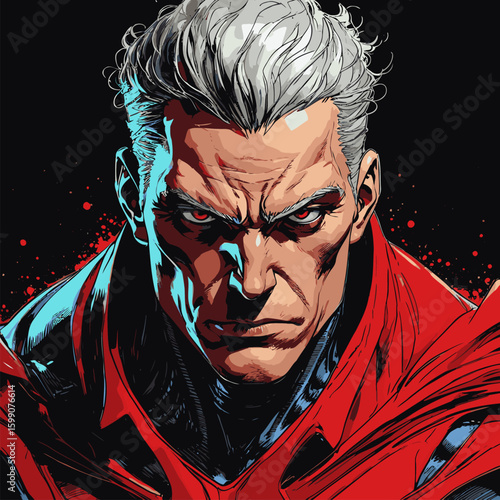 illustration of a superhero with his