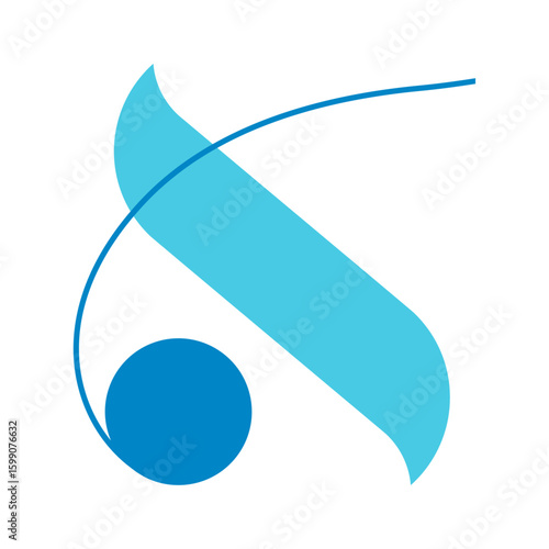 Abstract blue logo: A minimalist logo design in shades of blue, composed of a flowing, curved shape, evoking a sense of modern design, harmony and calm.