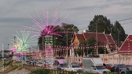 Decorative lights along the walkway