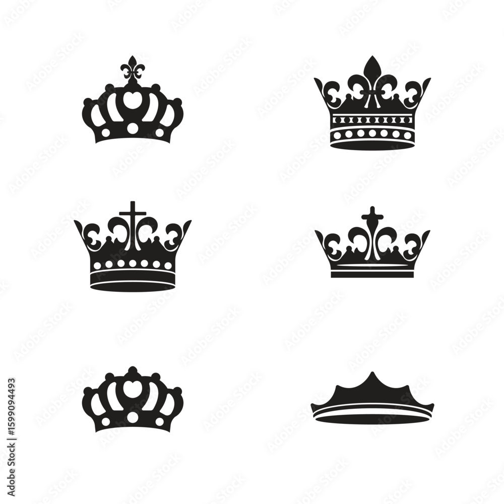 Fototapeta premium crown vector illustration set 