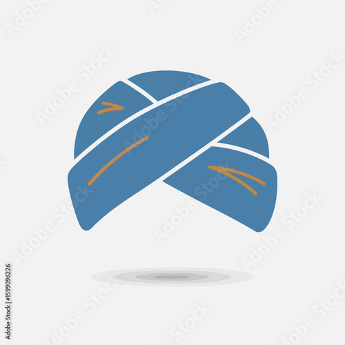 Blue turban icon on white background representing headwear or cultural symbol.
