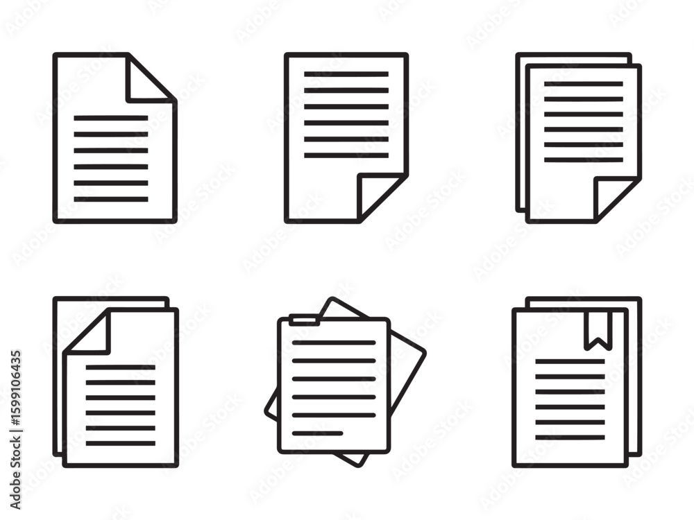 document icon set. paper symbol with single and multiple page. symbol collection. document line icon. paper document icons. file symbol. vector illustration document icon set. paper symbol with single and multiple page. symbol collection. document line icon. paper document icons. file symbol. vector illustration