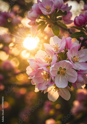 Wallpaper Mural Pink Blossom Flowers in Warm Sunrise Light Torontodigital.ca