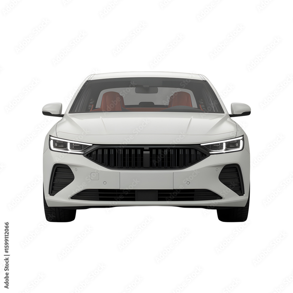 Naklejka premium White car isolated on transparent white background 