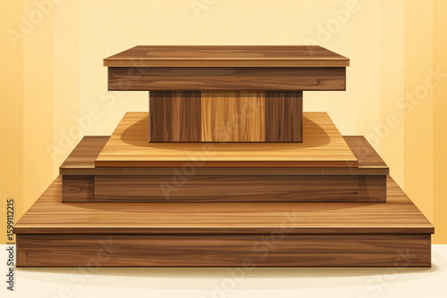 Elegant Wooden Display Platforms for Showcasing Products and Creations