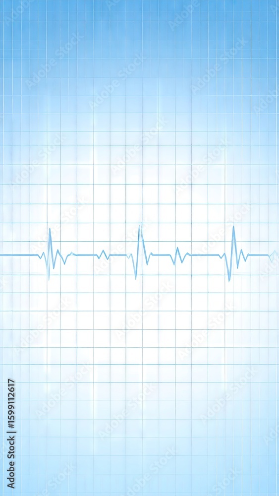 Abstract Medical Chart with Blue Soft Focus Grid and ECG Waveform Overlay Showing Heart Rate Information Abstract Medical Chart with Blue Soft Focus Grid and ECG Waveform Overlay Showing Heart Rate Information