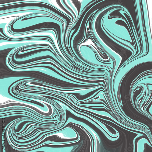 Modern abstract fluid art with mint green, black, and white tones. Bold marble swirl with hypnotic shapes and movement. Perfect for tech, prints, or digital backgrounds.

