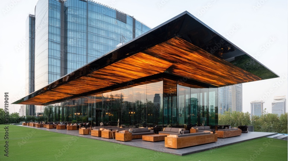 Fototapeta premium Modern glass-roofed patio