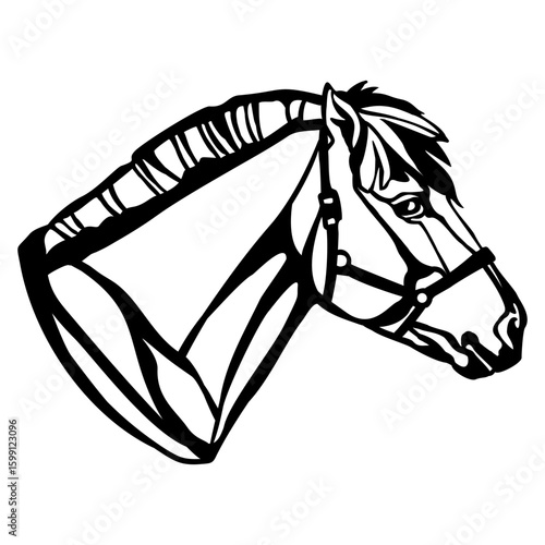 Closed-loop pony fjord head template vector illustration