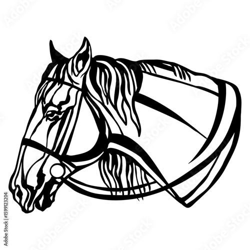 Horse Head Silhouette Vector Line Art laser cutting template