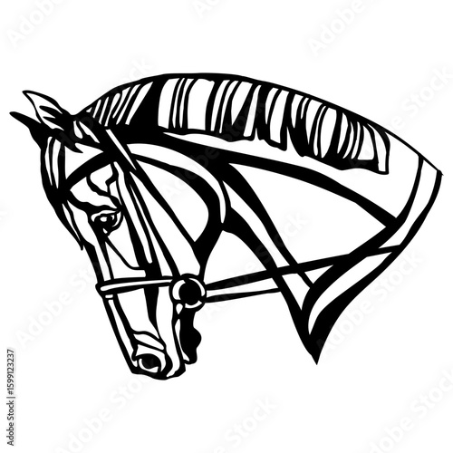 Horse Head Silhouette Vector Line Art illustration