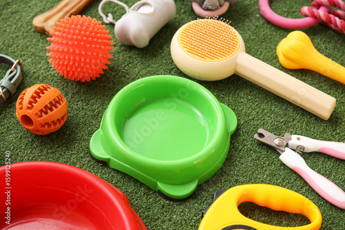 Food bowls and different pe...