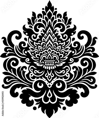 silhouette sketch vector illustration design icon logo symbol mythological creature barong ethnic classic vintage traditional