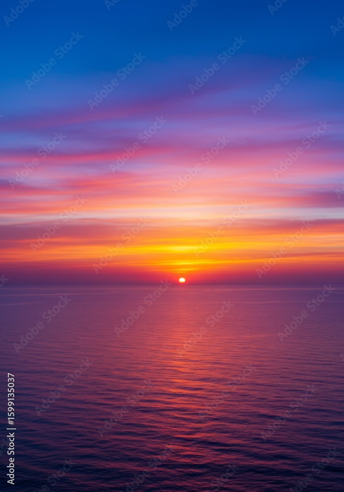 Fototapeta premium Vibrant Sunset Over Calm Ocean