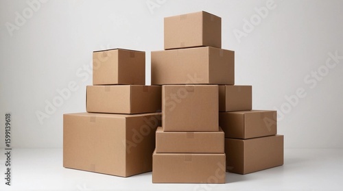 cardboard boxes on white background