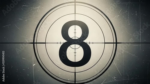 Vintage film countdown leader with the number 8