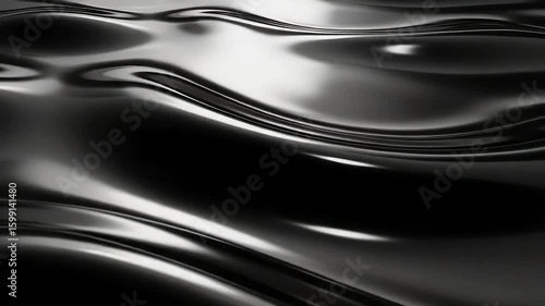 Wavy black glossy surface with light reflections