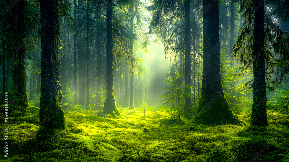 Naklejka premium Enchanted Mossy Forest