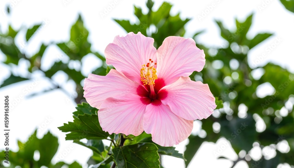 Obraz premium Close-up of a beautiful pink hibiscus flower