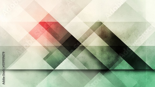 Wallpaper Mural Abstract Geometric Design: Interplay of Red, Green, and White Torontodigital.ca