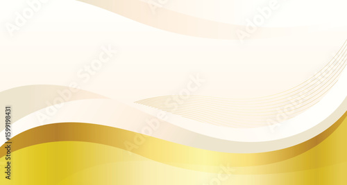 Abstract elegant flowing gold wave line vector on white background. Luxury shiny gold wave template design element with space for your text. Suit for presentation, poster, flyer, cover, banner