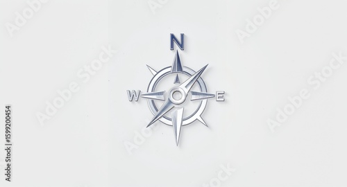 Metallic Compass Rose Navigation Symbol Direction Finder