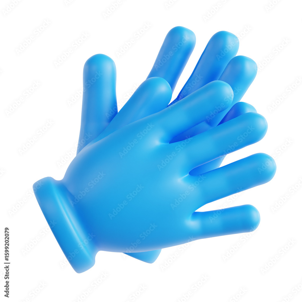 PNG 3D Blue Medical Gloves for Hygiene and Safety Icon Isolated on a White Background PNG 3D Blue Medical Gloves for Hygiene and Safety Icon Isolated on a White Background