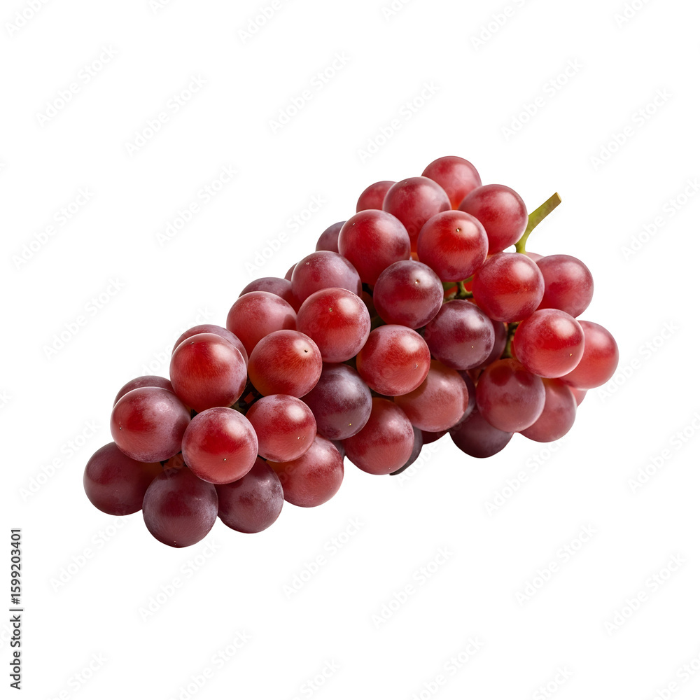 Cluster of Fresh Red Grapes on Stem.