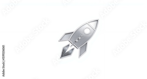 Silver Rocket Ship Icon Startup Launch Technology Success Symbol